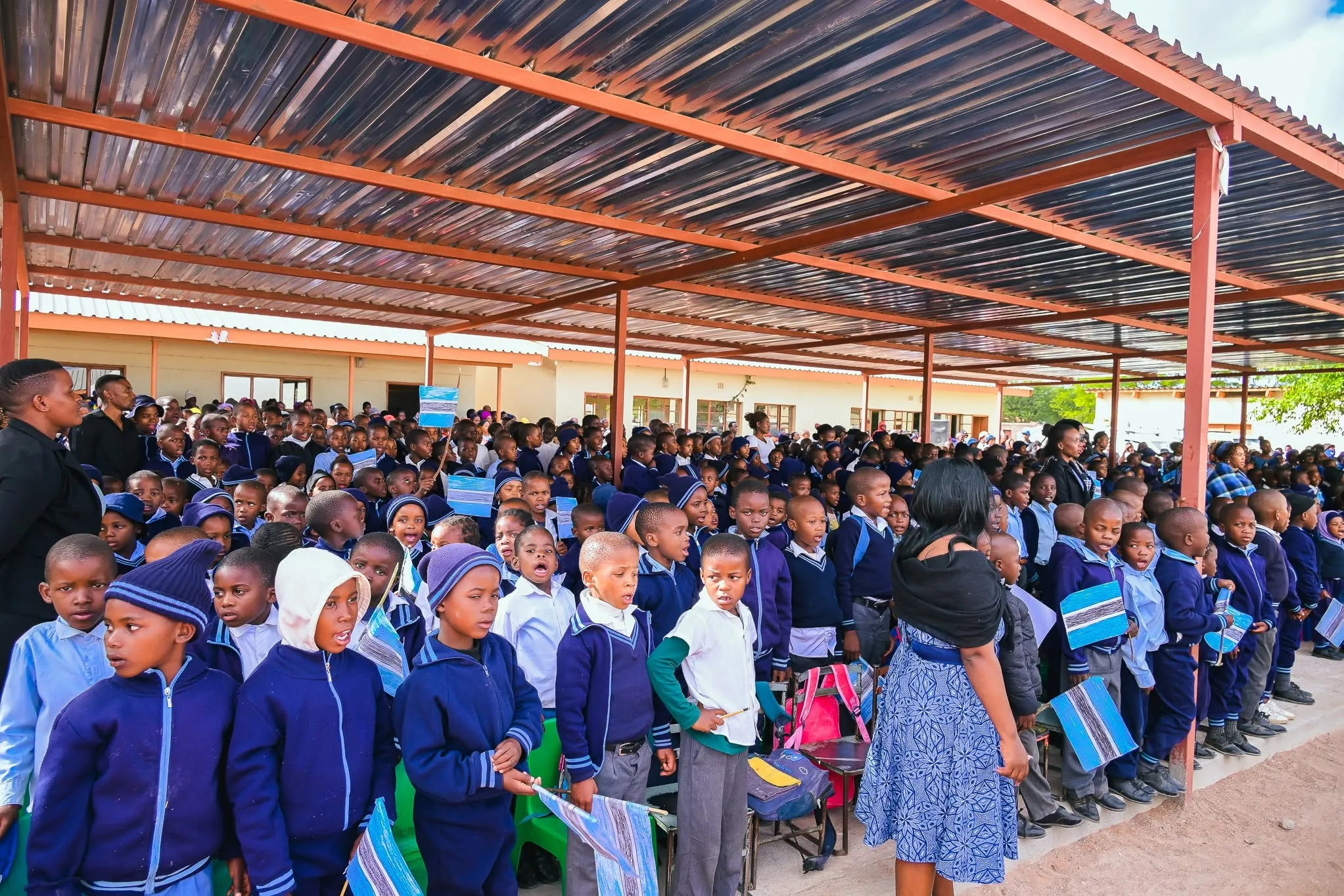 Children gathered at a school